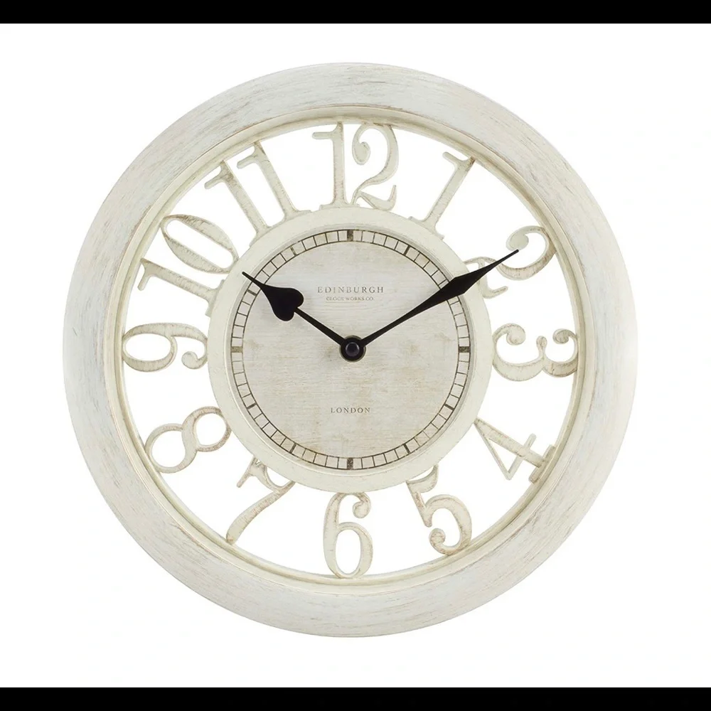 Rustic Wall Clock Shabby Chic white big numerals - Picture 2 of 6